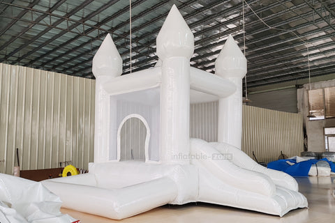 Commercial Indoor Jumping Castle White Mini Inflatable Bounce House With Slide For Kids Party Soft Play