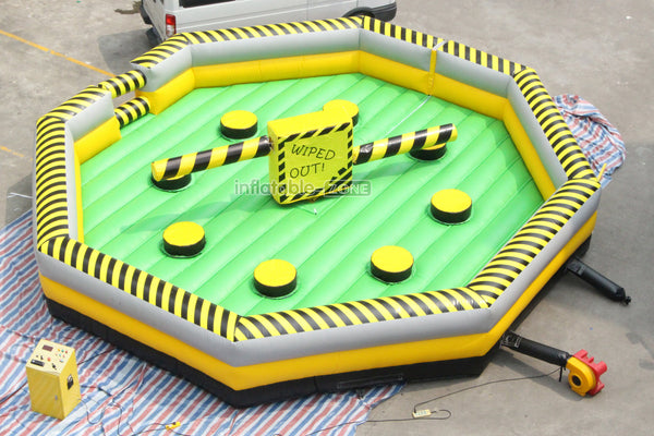 Giant Outdoor Inflatable Meltdown Challenge Eliminator Inflatable Wipeout Rotating Obstacles Sweeper Games