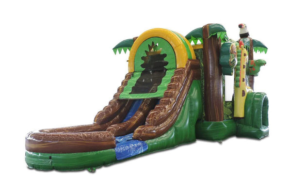 Jungle 4in1 Wet or Dry Combo Bounce House Happy Jump Inflatable Bouncy Castle With Slide