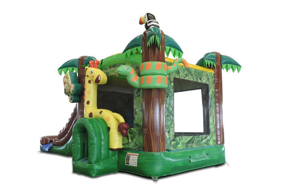 Jungle 4in1 Wet or Dry Combo Bounce House Happy Jump Inflatable Bouncy Castle With Slide