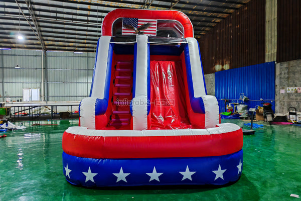 American Flag Inflatable Single Lane Water Slide Large Inflatable Waterslide For Pool