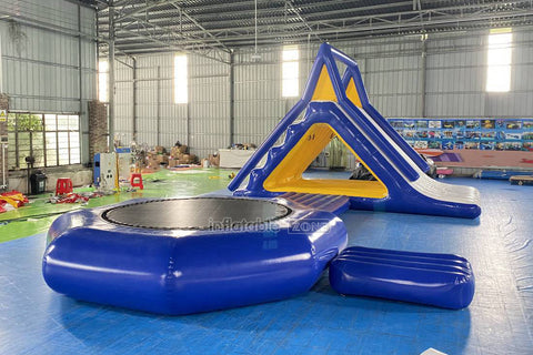 Commercial Large Inflatable Water Floating Slides Combo Inflatable Trampoline Sea Sports Games