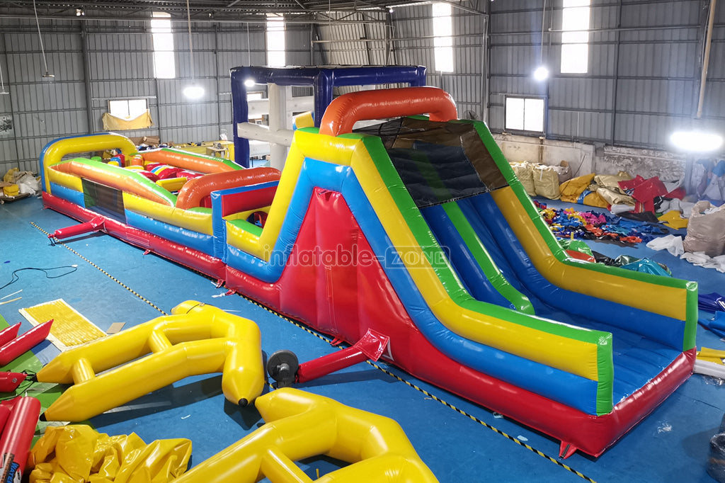 Commercial Amusement Park Inflatable Obstacle Course Slip And Slide Sports Games By Bounce