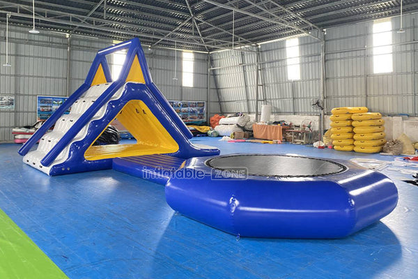 Commercial Large Inflatable Water Floating Slides Combo Inflatable Trampoline Sea Sports Games