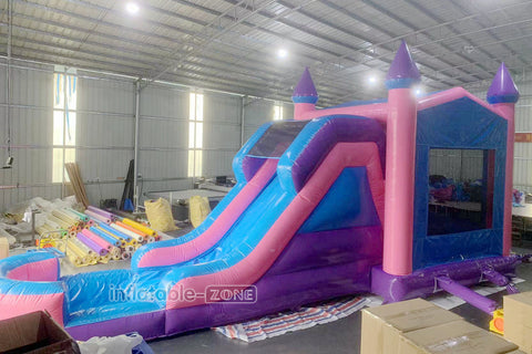 Commercial Inflatable Bouncy Jumping Castle Party Bouncing House Combo Single Lane Water Slide With Pool