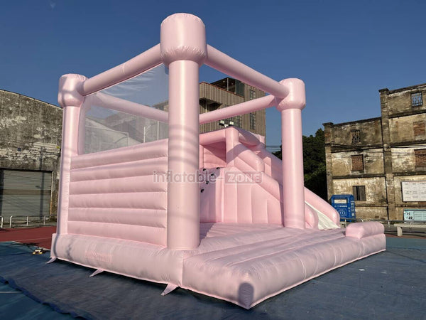 Pink Bounce House Combo Commercial Inflatable Slide Wedding Jumping Castle For Wedding Birthday Party