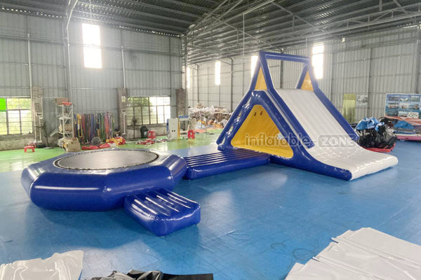 Commercial Large Inflatable Water Floating Slides Combo Inflatable Trampoline Sea Sports Games