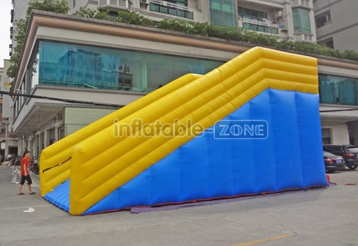Yellow And Blue Inflatable Zorb Ball Ramp , Inflatable Zorb Ball Race Slope