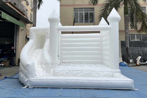 White Bounce House With Ball Pit Wedding Bouncy Castle With Slide Combo Party Inflatables
