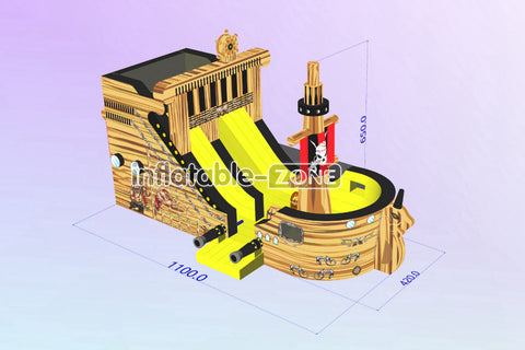 Commercial Outdoor Playground Giant Inflatable Bouncer Pirate Ship Jumping Bouncy Obstacle Inflatable Slide
