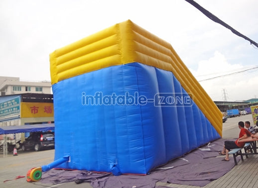 Yellow And Blue Inflatable Zorb Ball Ramp , Inflatable Zorb Ball Race Slope