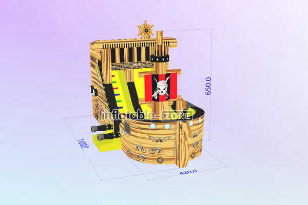 Commercial Outdoor Playground Giant Inflatable Bouncer Pirate Ship Jumping Bouncy Obstacle Inflatable Slide