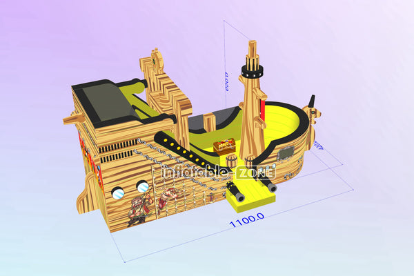 Commercial Outdoor Playground Giant Inflatable Bouncer Pirate Ship Jumping Bouncy Obstacle Inflatable Slide