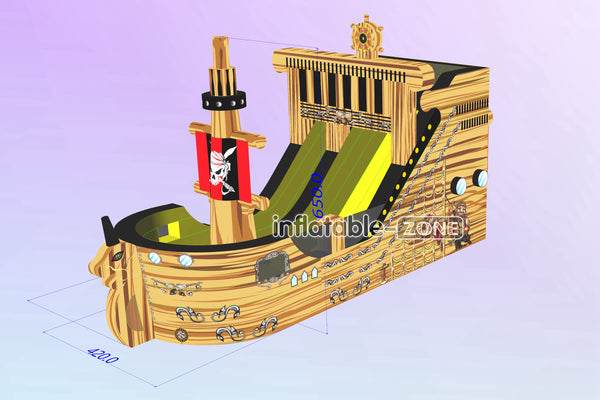 Commercial Outdoor Playground Giant Inflatable Bouncer Pirate Ship Jumping Bouncy Obstacle Inflatable Slide