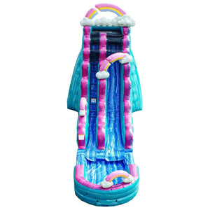 Commercial inflatable rainbow clouds water slide to Teresa