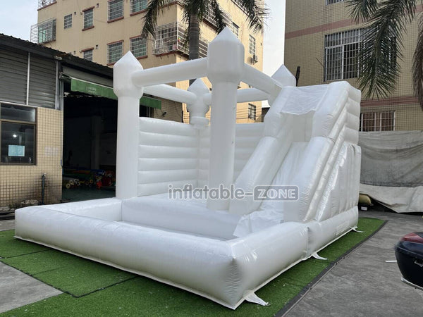Backyard Bounce House Party Slide Combo Inflatable Bouncer White Wedding Bouncy Castle With Ball Pit