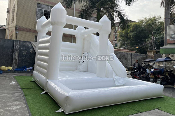 Backyard Bounce House Party Slide Combo Inflatable Bouncer White Wedding Bouncy Castle With Ball Pit