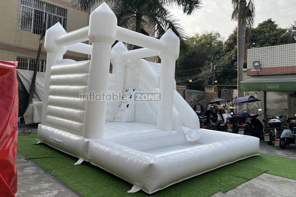 Backyard Bounce House Party Slide Combo Inflatable Bouncer White Wedding Bouncy Castle With Ball Pit