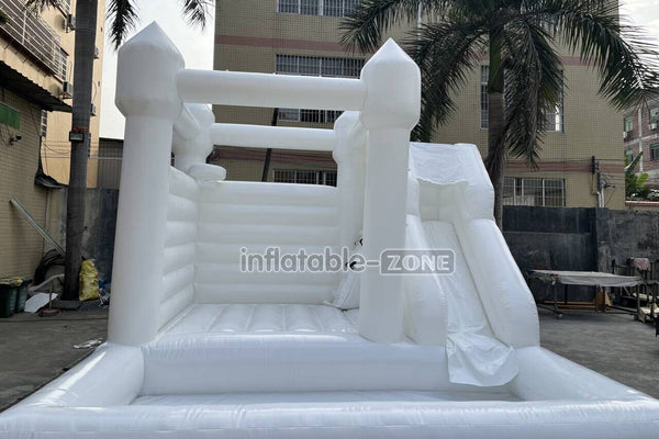Backyard Bounce House Party Slide Combo Inflatable Bouncer White Wedding Bouncy Castle With Ball Pit
