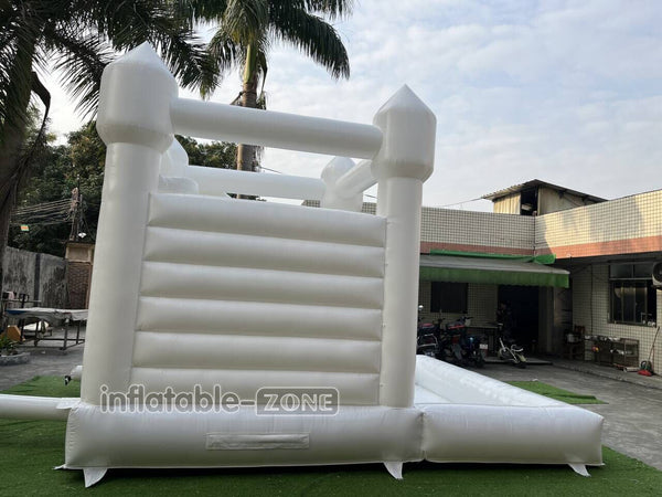 Backyard Bounce House Party Slide Combo Inflatable Bouncer White Wedding Bouncy Castle With Ball Pit