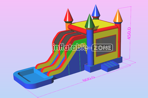 Inflatable-Zone Design Outdoor Inflatable Jumper Playground Large Bouncy Castle Wet Dry Combo Bounce House With Slide