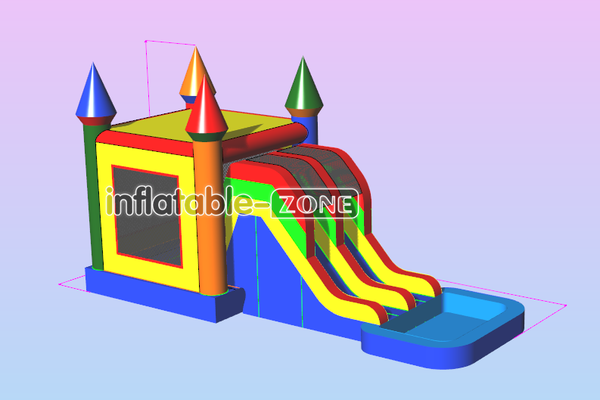 Inflatable-Zone Design Outdoor Inflatable Jumper Playground Large Bouncy Castle Wet Dry Combo Bounce House With Slide