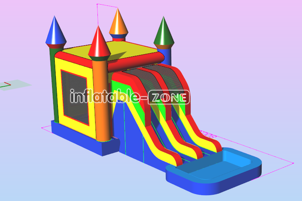 Inflatable-Zone Design Outdoor Inflatable Jumper Playground Large Bouncy Castle Wet Dry Combo Bounce House With Slide