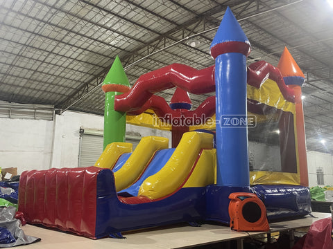 Colorful Bouncing Bouncy Jumping Castle Combo Bounce House Inflatable Bouncer With Slide