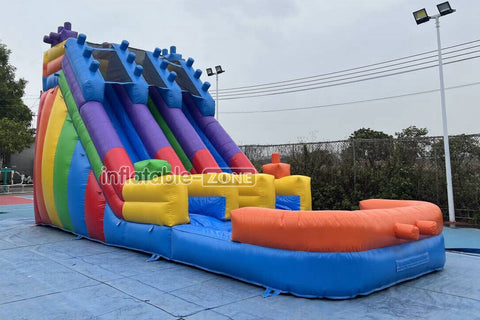 Commercial Building Block Giant Inflatable Water Slide With Inflatable Pool Playground Party For Kids And Adults