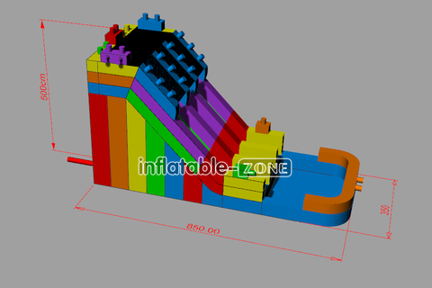 Inflatable-Zone Design Building Blocks Inflatable Dual Lane Water Slides For Bouncing Waterslides With Pool