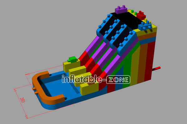 Inflatable-Zone Design Building Blocks Inflatable Dual Lane Water Slides For Bouncing Waterslides With Pool