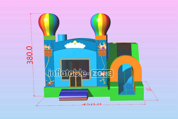 Inflatable-Zone Design Colorful Hot Air Balloon Castle Combo Bounce House With Slide Inflatable Parties Near Me