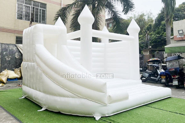 Fun And Exciting Wedding Jumping Castle Slide Combo Bounce House White Inflatable Bouncy For Backyard Trampoline Party