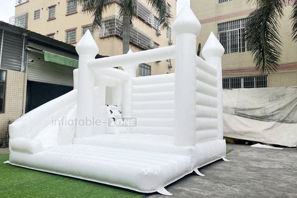 Fun And Exciting Wedding Jumping Castle Slide Combo Bounce House White Inflatable Bouncy For Backyard Trampoline Party