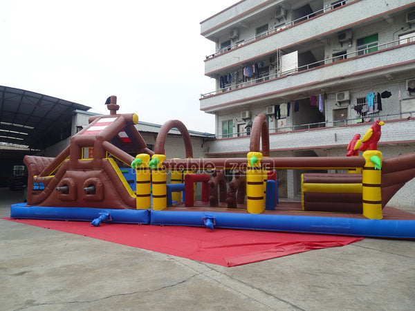 Inflatable Pirate Ship Bounce House Jumping Obstacle Course