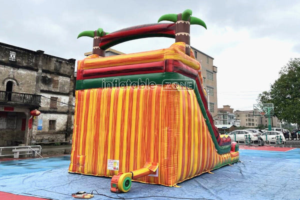 Tropical Wave Double Splash Water Slide Inflatable Jumpers Commercial Swimming Pool With Slide Inflatable For Playground
