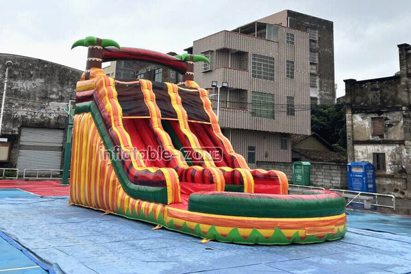 Tropical Wave Double Splash Water Slide Inflatable Jumpers Commercial Swimming Pool With Slide Inflatable For Playground