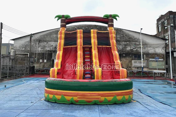 Tropical Wave Double Splash Water Slide Inflatable Jumpers Commercial Swimming Pool With Slide Inflatable For Playground
