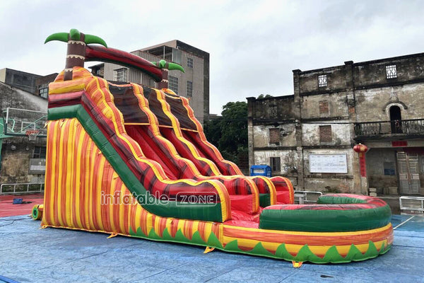 Tropical Wave Double Splash Water Slide Inflatable Jumpers Commercial Swimming Pool With Slide Inflatable For Playground