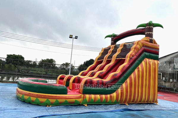 Tropical Wave Double Splash Water Slide Inflatable Jumpers Commercial Swimming Pool With Slide Inflatable For Playground