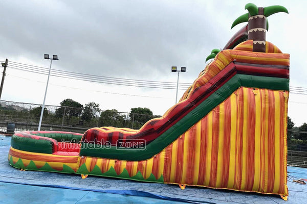 Tropical Wave Double Splash Water Slide Inflatable Jumpers Commercial Swimming Pool With Slide Inflatable For Playground