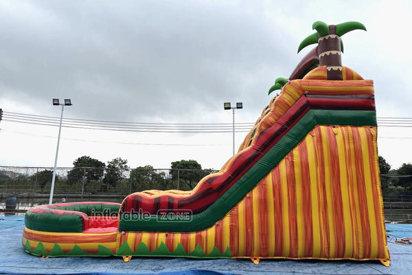 Tropical Wave Double Splash Water Slide Inflatable Jumpers Commercial Swimming Pool With Slide Inflatable For Playground