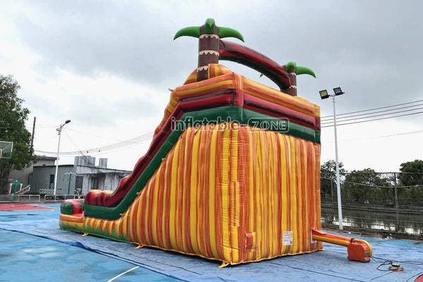 Tropical Wave Double Splash Water Slide Inflatable Jumpers Commercial Swimming Pool With Slide Inflatable For Playground