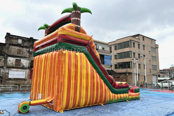 Tropical Wave Double Splash Water Slide Inflatable Jumpers Commercial Swimming Pool With Slide Inflatable For Playground