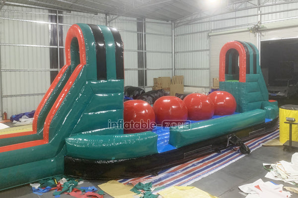 Interactive Wipeout Giant Blow Up Balls Inflatable Obstacle Course Challenge Inflatable Sports Game With Slide