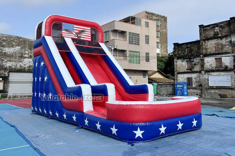 Americana Stars Giant Inflatable Water Slide Commercial Inflatable Pool Playground For Summer Party Events