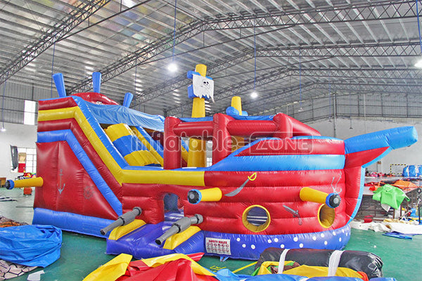 Corsair theme inflatable slide fashion inflatable pirate boat slide for kids