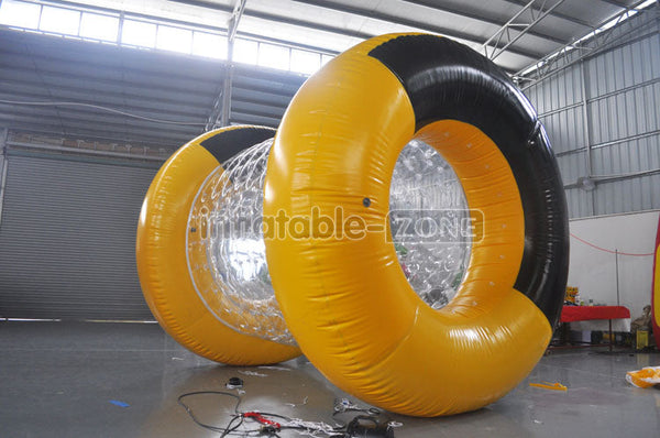 Big round inflatable water roller, human inside rolling water roller