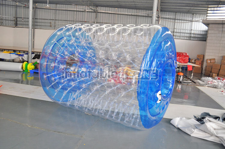 Blue color Transparent inflatable water roller, human inside water rolling tube