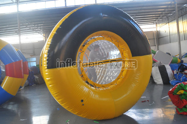 Big round inflatable water roller, human inside rolling water roller